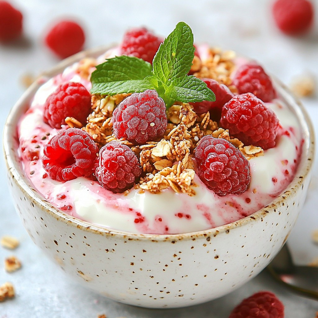 Fluffy Fast Cooking Raspberry Chia Yogurt Bowl Delight