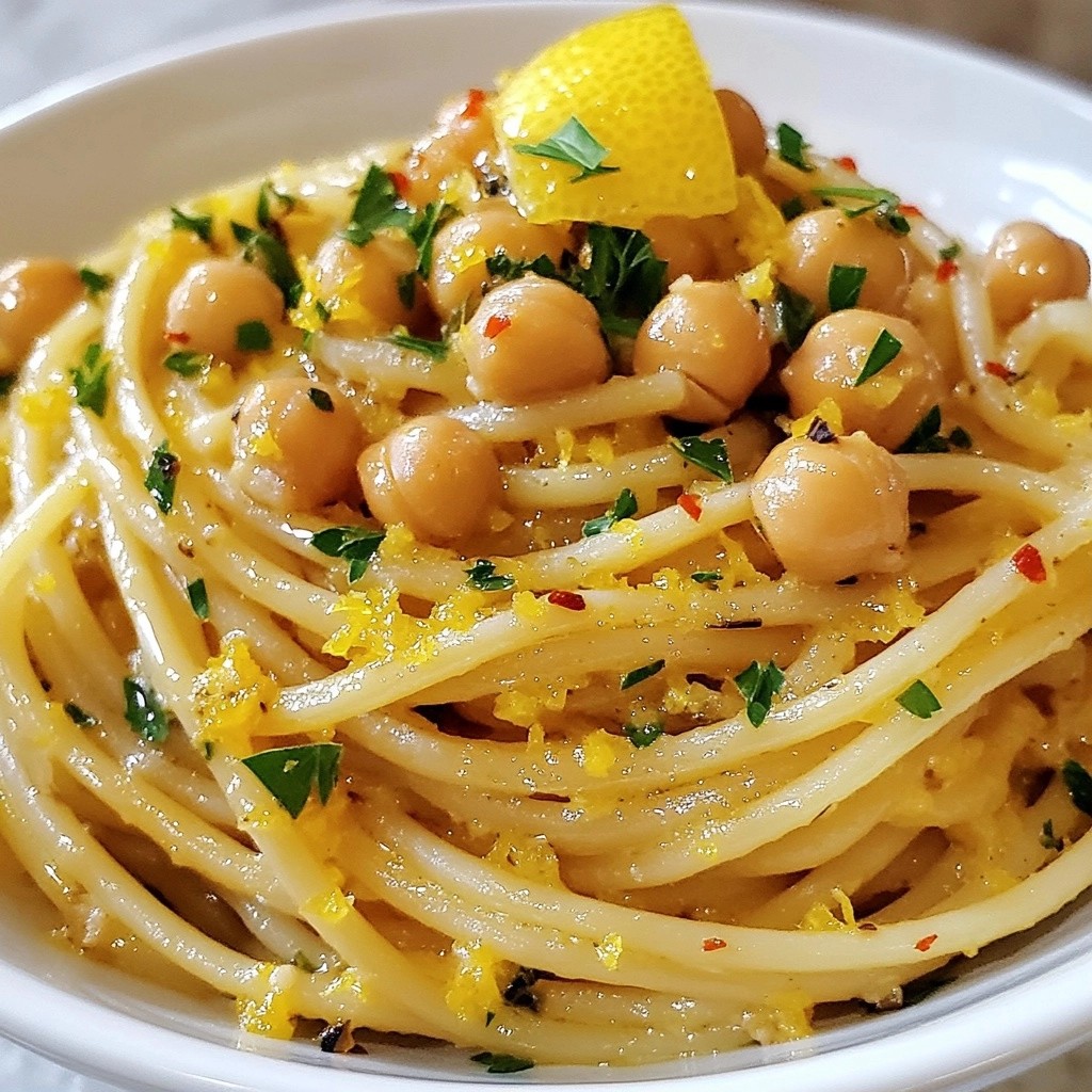 Fast Cooking Garlic Lemon Chickpea Pasta Delight