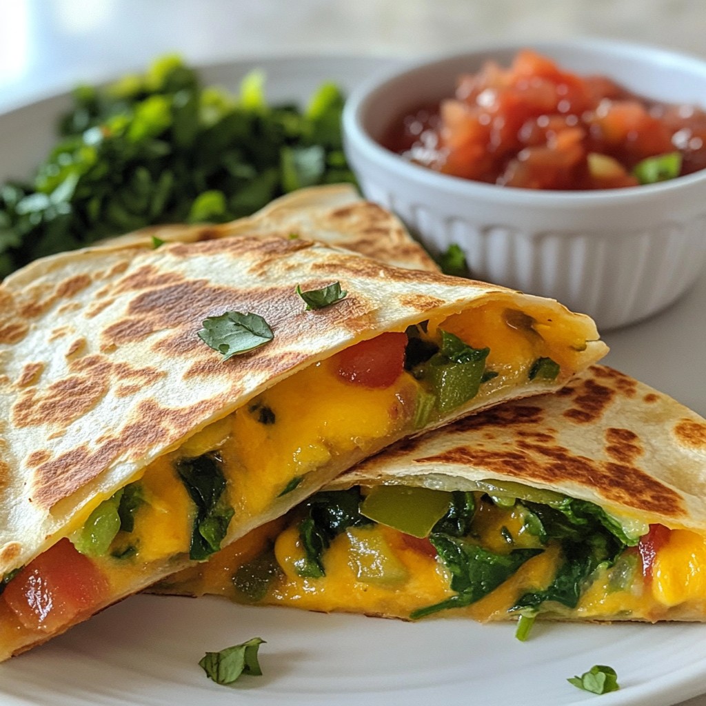 Fast Cooking Veggie & Cheese Breakfast Quesadilla