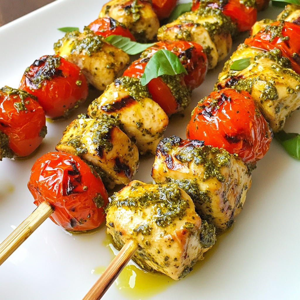 Simple Recipes Pesto Chicken & Tomato Skewers Delight