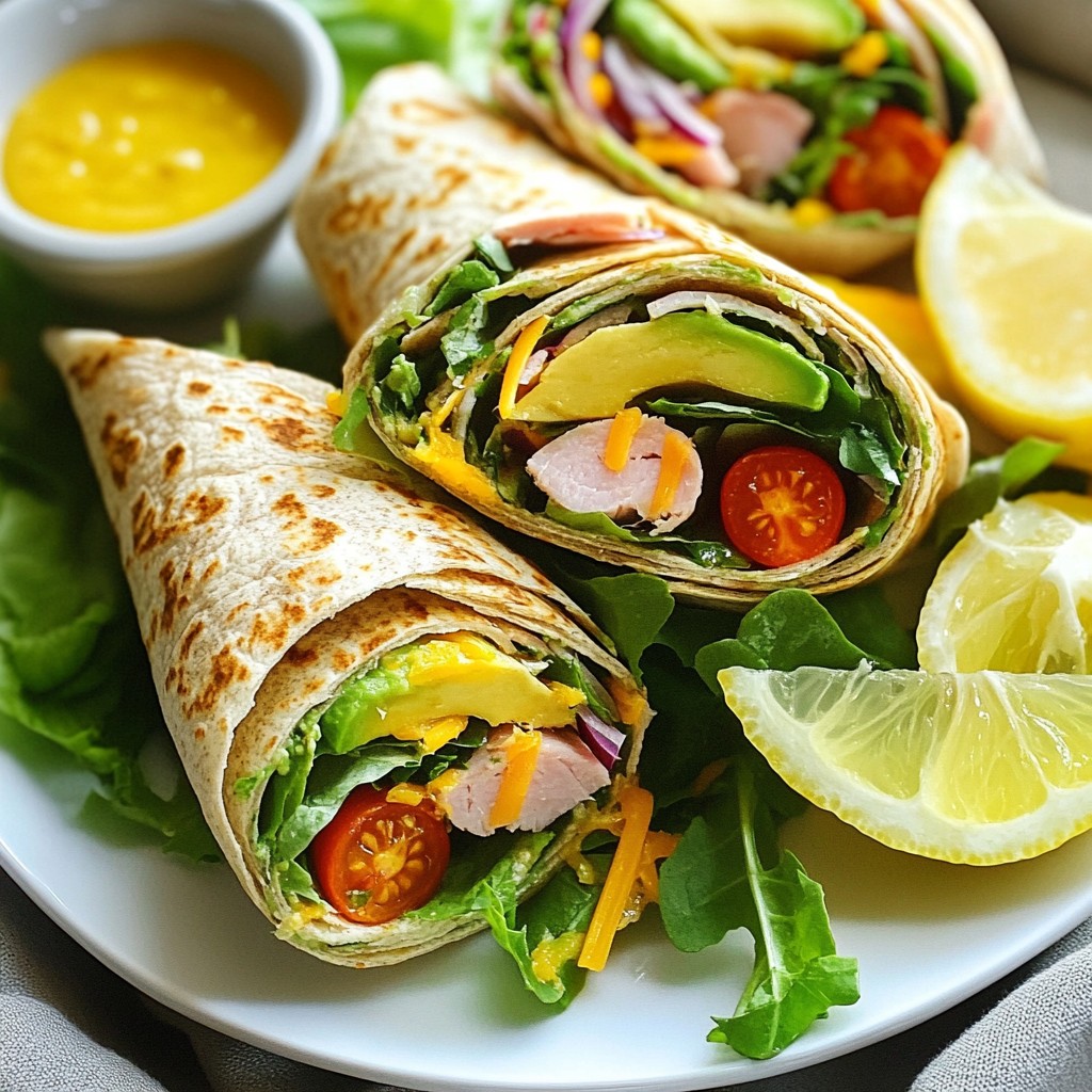 Zesty Quick Recipes Turkey Ham & Avocado Wraps