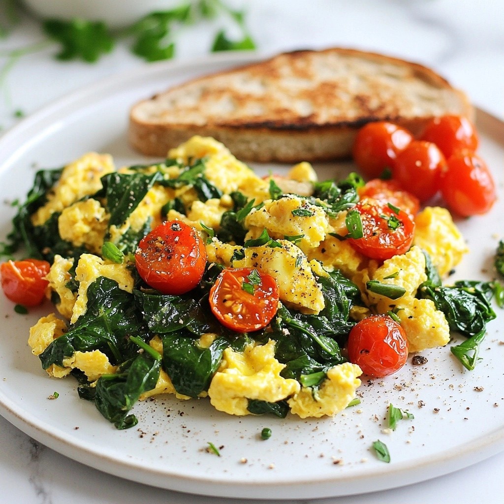Fluffy Rapid Meals Spinach & Tomato Egg Scramble