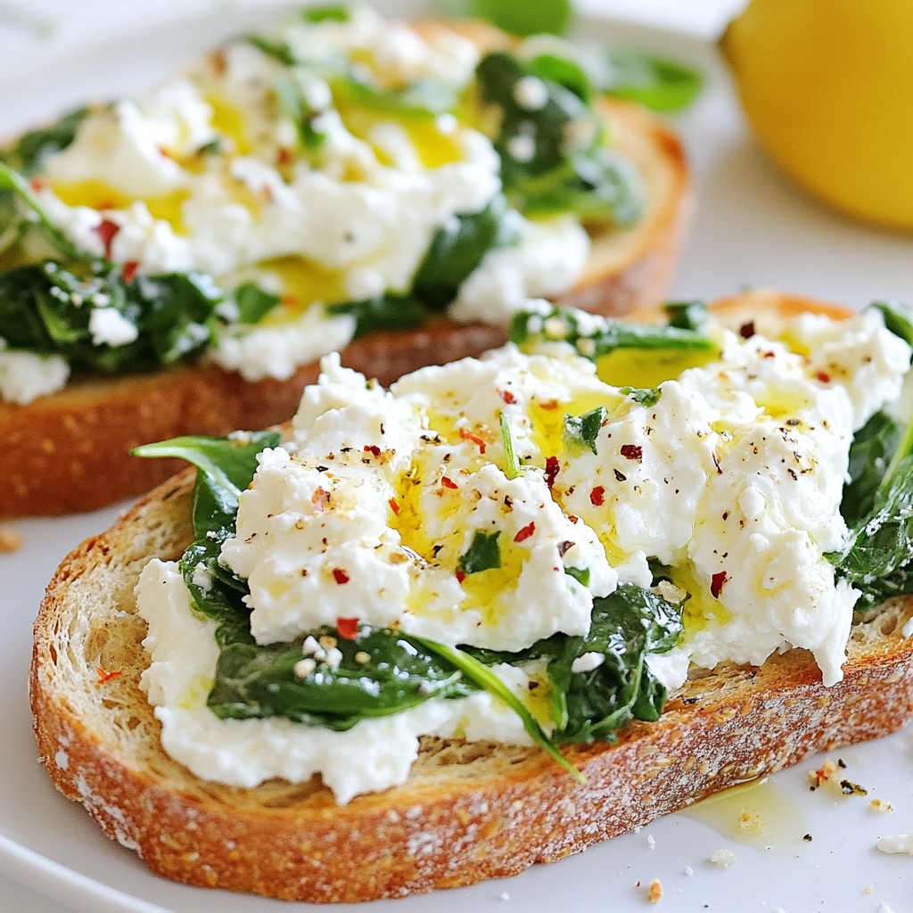 Fluffy Rapid Meals Ricotta & Spinach Toast Delight