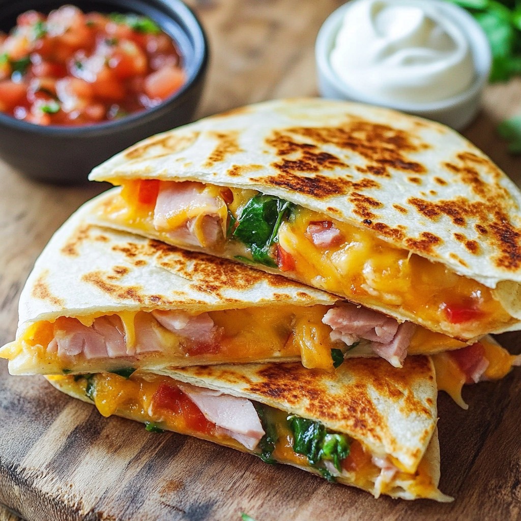 Zesty Fast Cooking Turkey Ham & Cheese Quesadilla